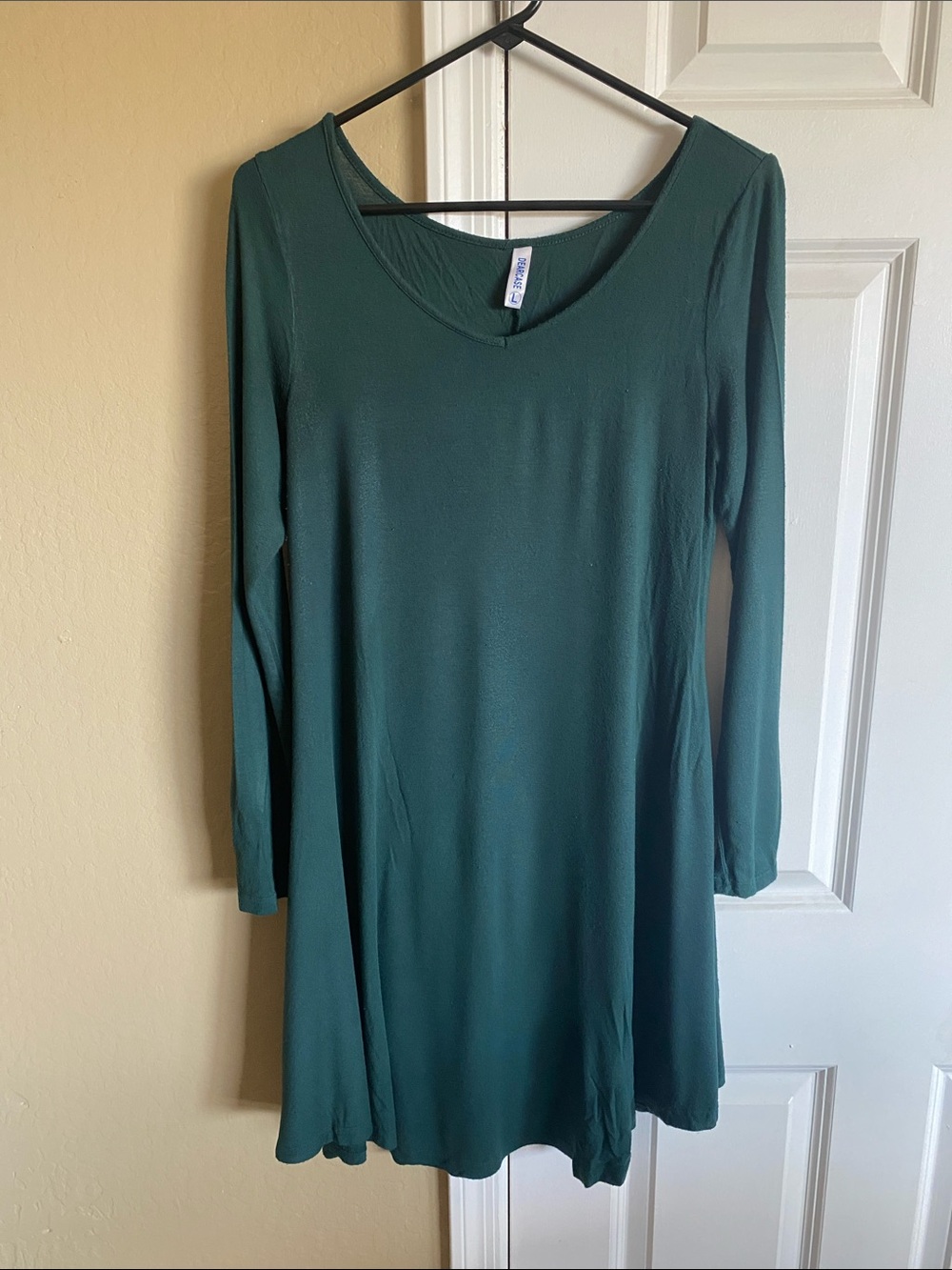 Dearcase Emerald Green Long Sleeve Swing Dress Size Large